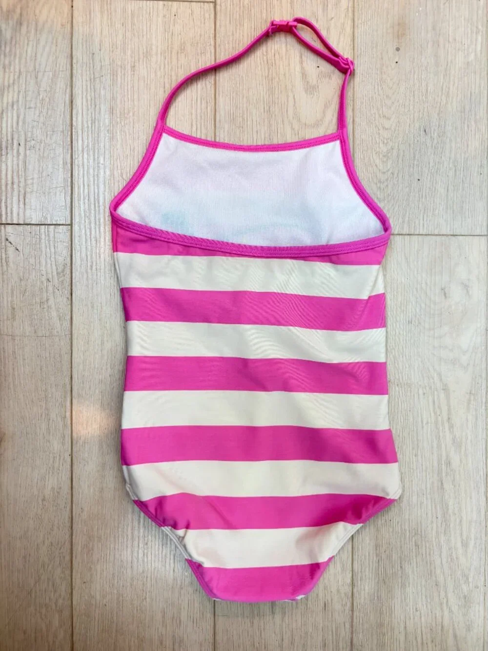 Mini Boden: Girls One Piece Swimsuit 5-6Y Pink Striped Turtle Applique Halter